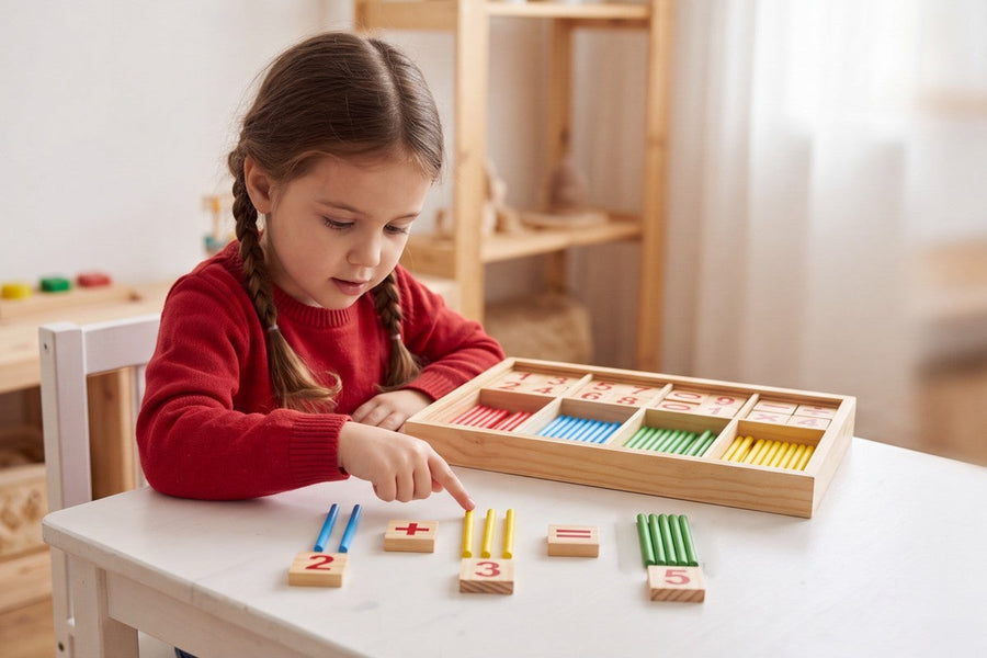 A child playing with the MathMagic Blocks